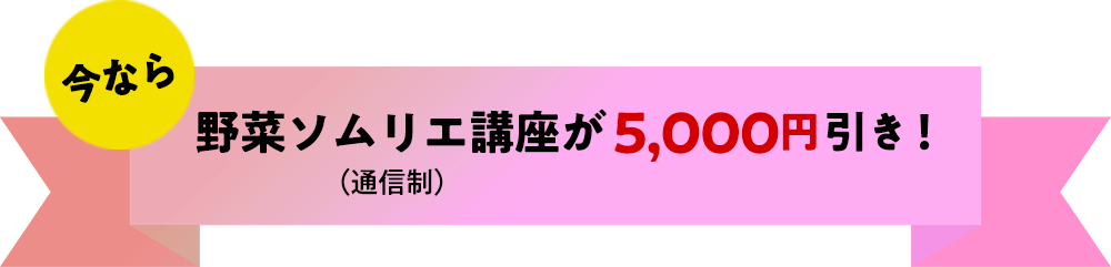 今なら、野菜ソムリエ講座(通信制)が5,000円引き！